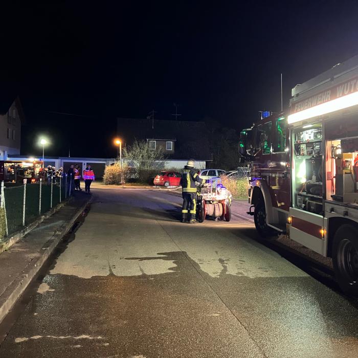 Feuerwehr Wutöschingen am Einsatzort in Schwerzen